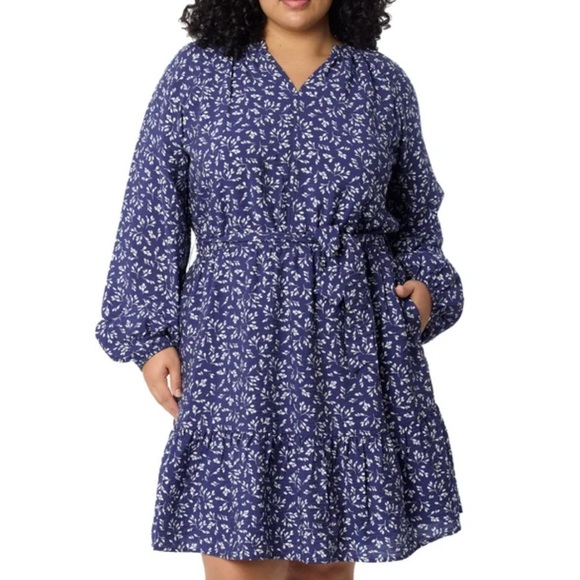 Draper James | floral leaves tiered ruffle hem Tie Waist dress Women’s size XXL - Picture 1 of 10